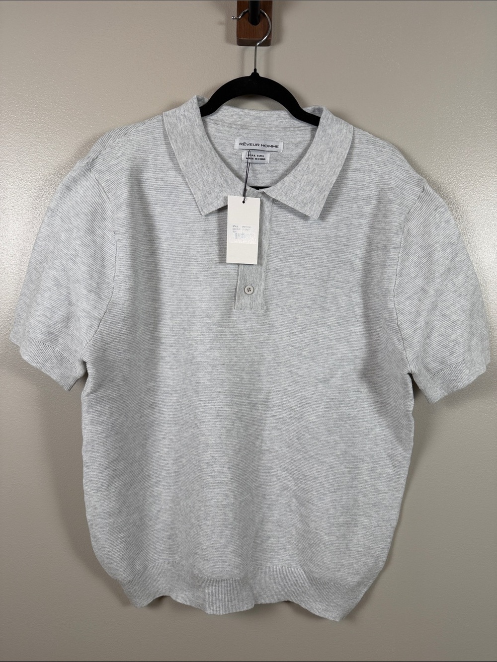 Reveur Homme Light Gray Ribbed Short-Sleeve Polo